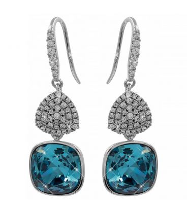 Серьги (крючки) Swarovski квадрат на основании из камней