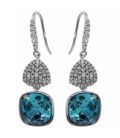 Серьги (крючки) Swarovski Квадрат на основании из камней родиум (Медицинская сталь)