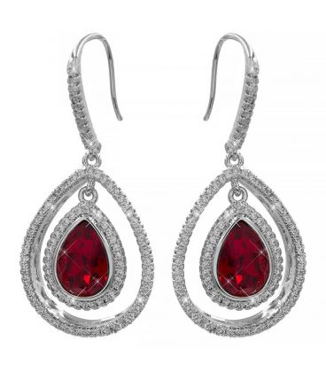Серьги (крючки) Swarovski Капля-камень в двойной оправе с мелкими камнями