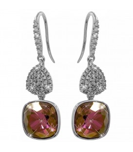 Серьги (крючки) Swarovski квадрат на основании из камней
