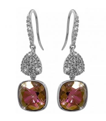 Серьги (крючки) Swarovski квадрат на основании из камней