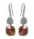 Серьги (крючки) Swarovski квадрат на основании из камней