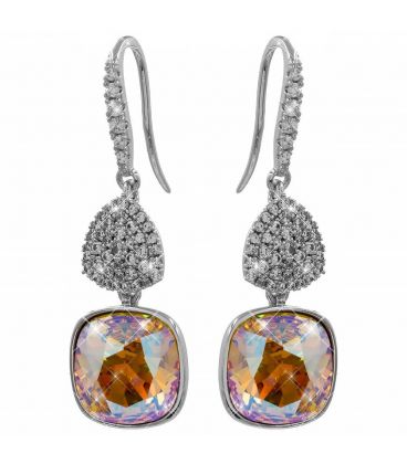 Сережки (гачки) Swarovski Квадрат на основі каменів родіум (Медична сталь)