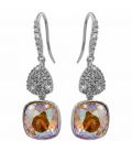 Сережки (гачки) Swarovski Квадрат на основі каменів родіум (Медична сталь)