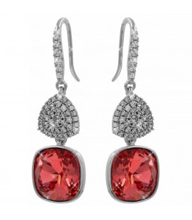 Серьги (крючки) Swarovski квадрат на основании из камней