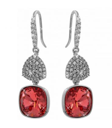 Сережки (гачки) Swarovski Квадрат на основі каменів родіум (Медична сталь)