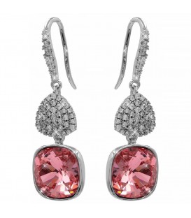 Серьги (крючки) Swarovski квадрат на основании из камней
