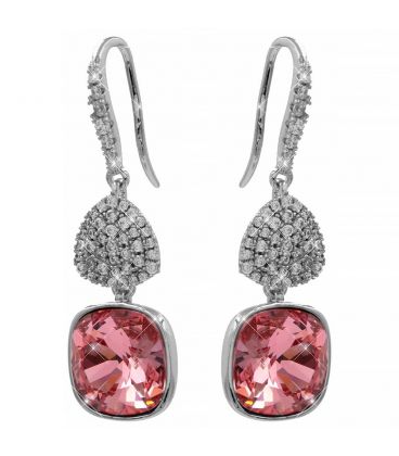 Сережки (гачки) Swarovski Квадрат на основі каменів родіум (Медична сталь)