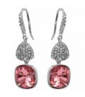 Серьги (крючки) Swarovski Квадрат на основании из камней родиум (Медицинская сталь)