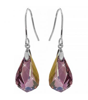 Серьги-крючки Swarovski Граненая капля-изгиб