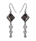Сережки (гачки) з кристалами Swarovski Ромбік + 3 камені родіум (Медична сталь)