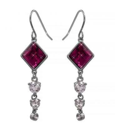Серьги (крючки) Swarovski Ромбик + 3 камня 