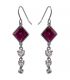 Сережки (гачки) з кристалами Swarovski Ромбік + 3 камені родіум (Медична сталь)
