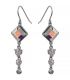 Сережки (гачки) з кристалами Swarovski Ромбік + 3 камені родіум (Медична сталь)