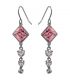 Сережки (гачки) з кристалами Swarovski Ромбік + 3 камені родіум (Медична сталь)