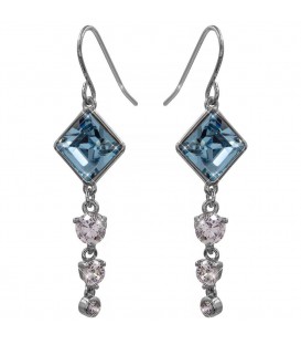 Серьги (крючки) Swarovski Ромбик + 3 камня 