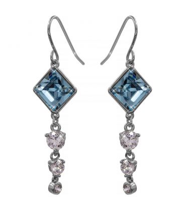 Серьги (крючки) Swarovski Ромбик + 3 камня 