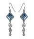 Сережки (гачки) з кристалами Swarovski Ромбік + 3 камені родіум (Медична сталь)