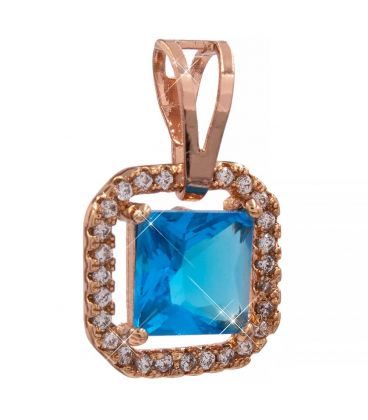 Кулон – позолота, блакитний квадрат