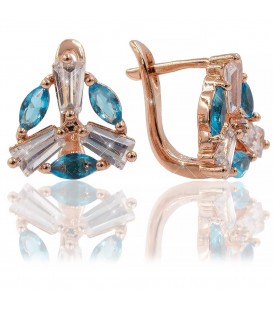 Сережки-класичні - позолота, блакитний