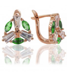 Серьги-классические — позолота, зеленый