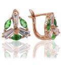 Серьги-классические — позолота, зеленый