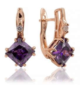 Серьги классические — позолота, фиолетовый