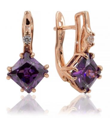 Серьги классические — позолота, фиолетовый