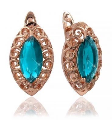 Серьги позолота "Узкий овал в ажурном ободке"