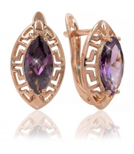 Сережки позолота Вузький кам. у 4х тримають. на ажурній вузькій основі