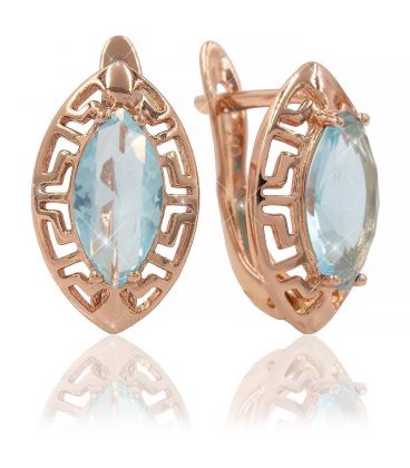 Серьги позолота Узкий кам. в 4х держат. на ажурном узком основании 