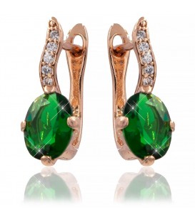 Серьги позолота "Овальный камень на изгибе"