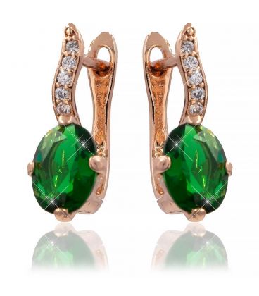 Серьги позолота "Овальный камень на изгибе"