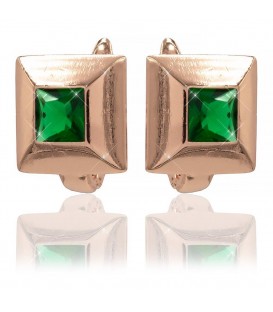 Сережки Xuping позолота Квадрат зелений (медичне золото)