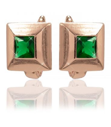 Серьги Xuping позолота Квадрат зеленые (медицинское золото)