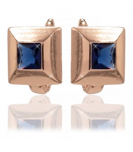 Серьги Xuping позолота Квадрат синий (медицинское золото)