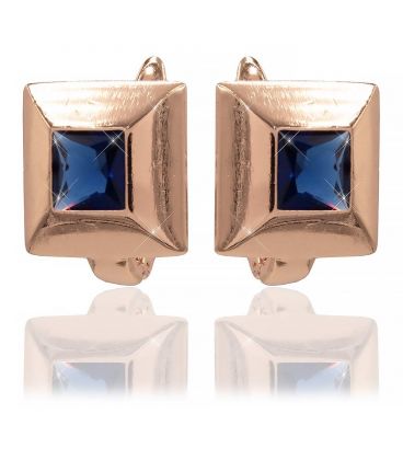 Серьги Xuping позолота Квадрат синий (медицинское золото)