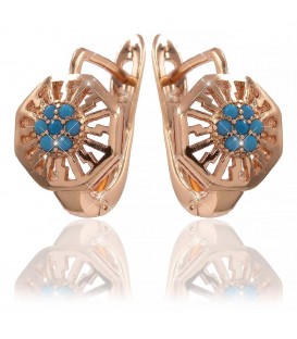 Серьги Xuping позолота Восьмигранник с вырезами,цветочек