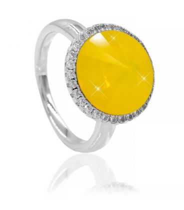 Кільце Swarovski з яскраво-жовтим цирконієм в оправі дрібних.