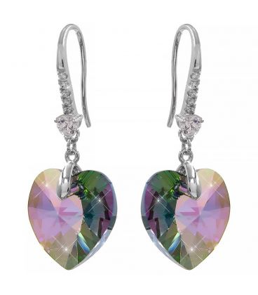 Серьги-крючки Swarovski "Сердце-камень"