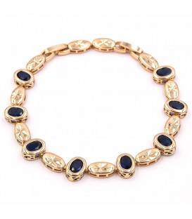 Браслет позолота 18к "Овалы" синие цирконы