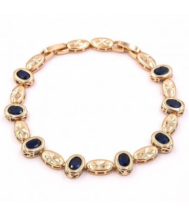 Браслет позолота 18к "Овалы" синие цирконы