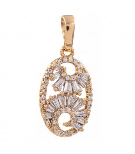 Подвеска лимонная позолота Овал с узором