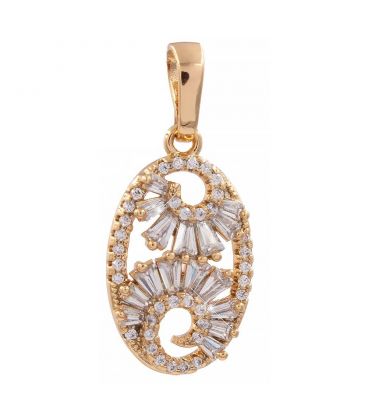 Подвеска лимонная позолота Овал с узором