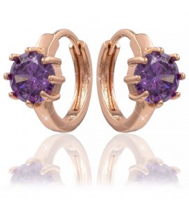 Серьги позолоченные с фиолетовым камнем