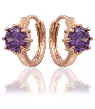 Серьги позолоченные с фиолетовым камнем