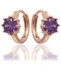 Серьги позолоченные с фиолетовым камнем