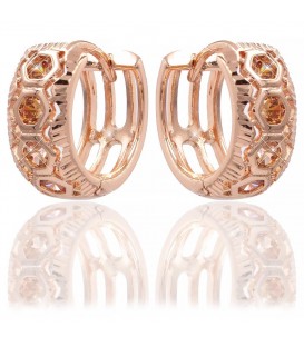 Серьги позолота 4 камушка (янтарь)