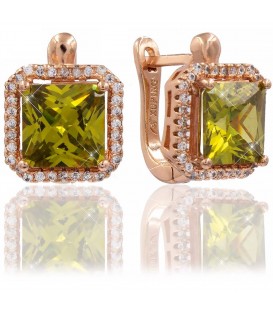 Серьги позолота Квадратный камень (0,8)