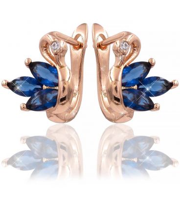 Сережки Xuping позолота "Лебідь" 3 вузькі камені